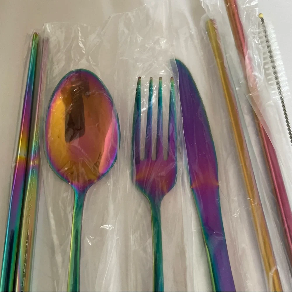 Travel Iridescent Utensil Set in Bag